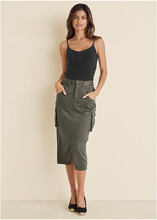 Relaxed Twill Midi Skirt Product Image