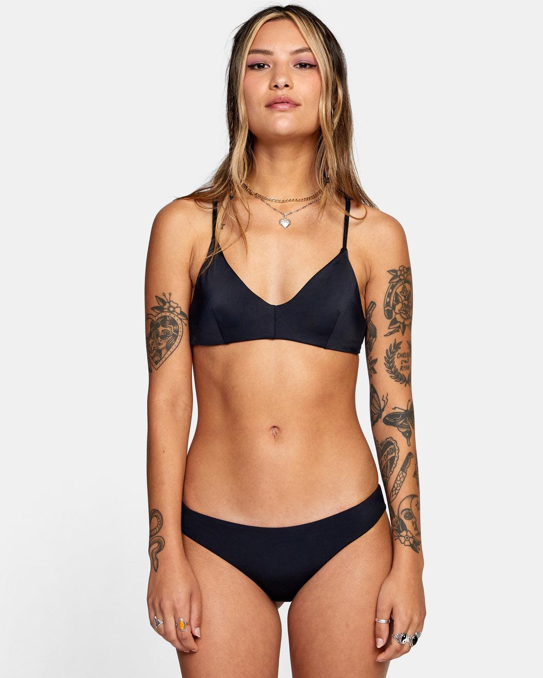 Solid Crossback Bikini Top - Black Product Image