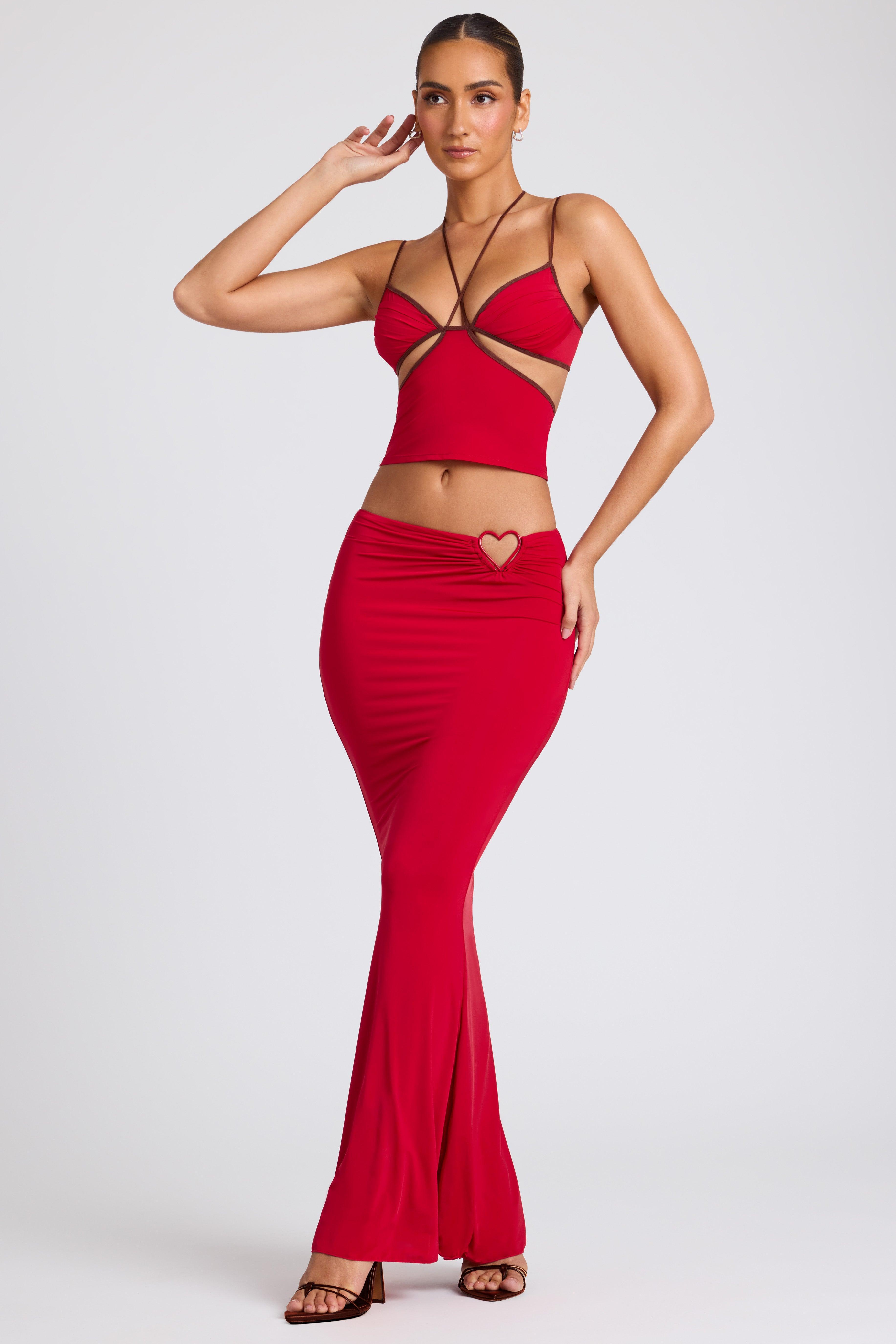 Mid Rise Maxi Skirt in Fire Red product image