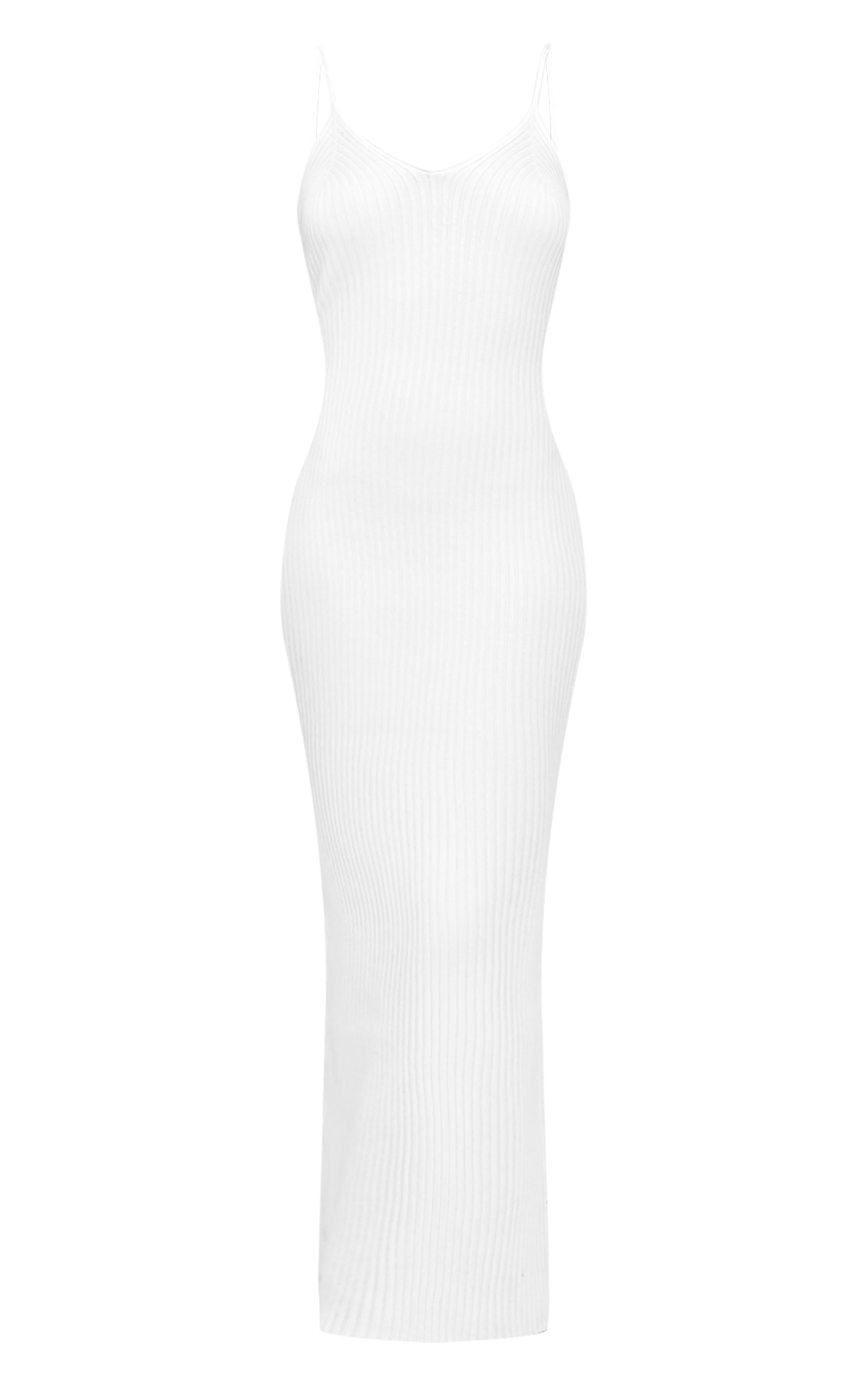 Tall Cream Rib Knit Strappy Midaxi Dress Product Image