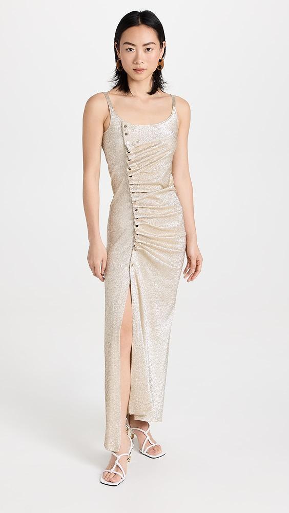 rabanne Gold Pleated Dress | Shopbop product image