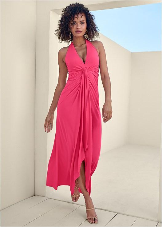 Plunging Knot Maxi Dress Product Image