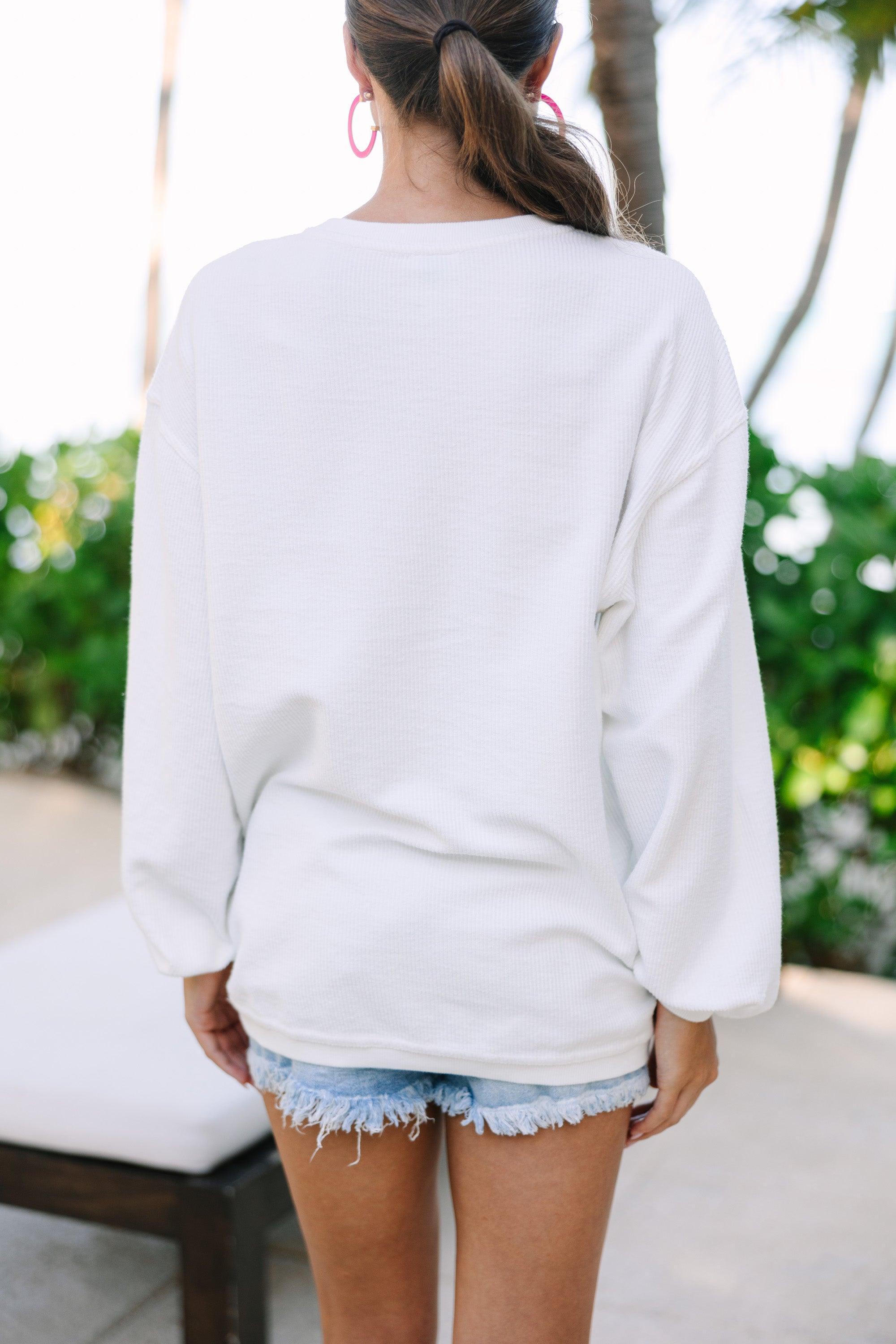 To The Beach White Graphic Corded Sweatshirt Female Product Image