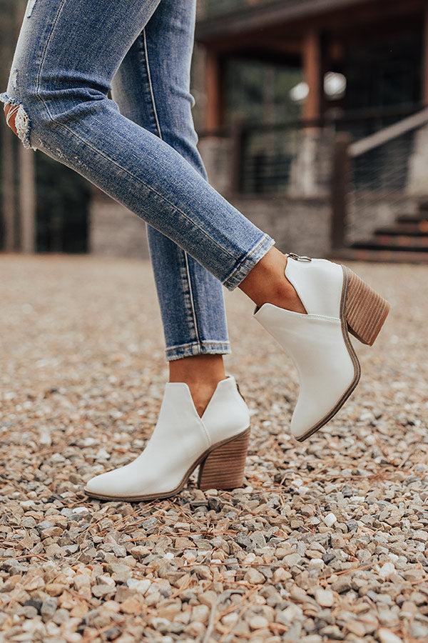 The Jackson Faux Leather Bootie In White Product Image