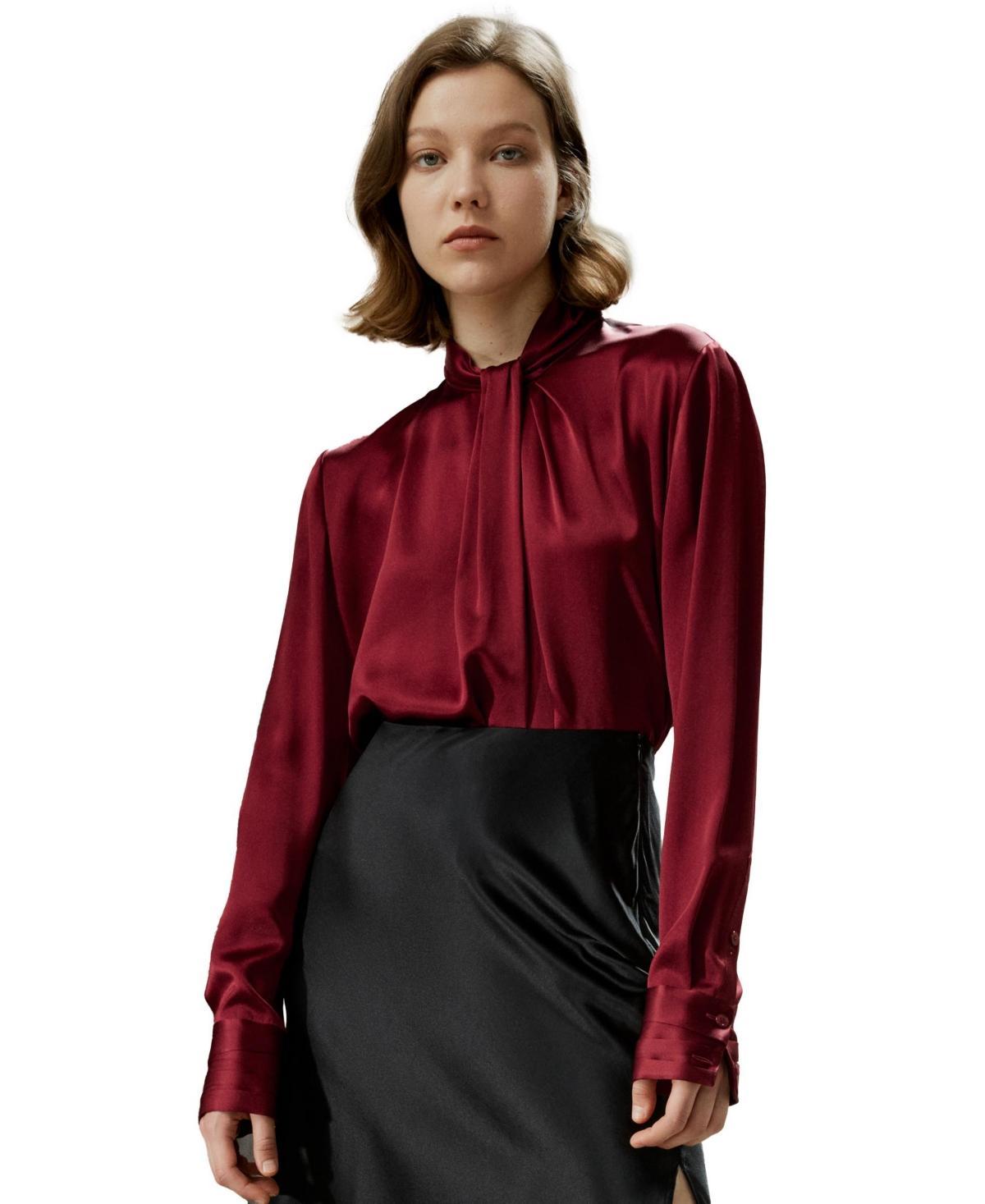 Lilysilk Womens Asymmetrical Embellished Pleats Silk Shirt Product Image