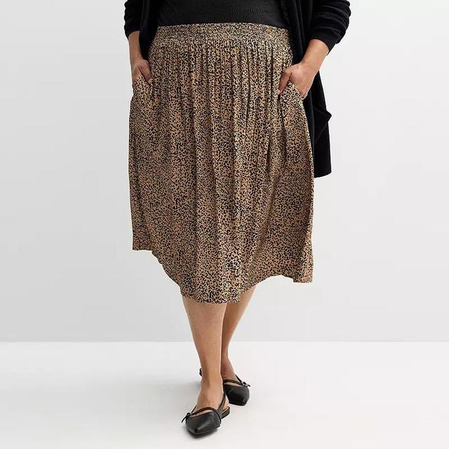 Plus Size Croft & Barrow Polished Front Pull-On Skirt, Womens Product Image