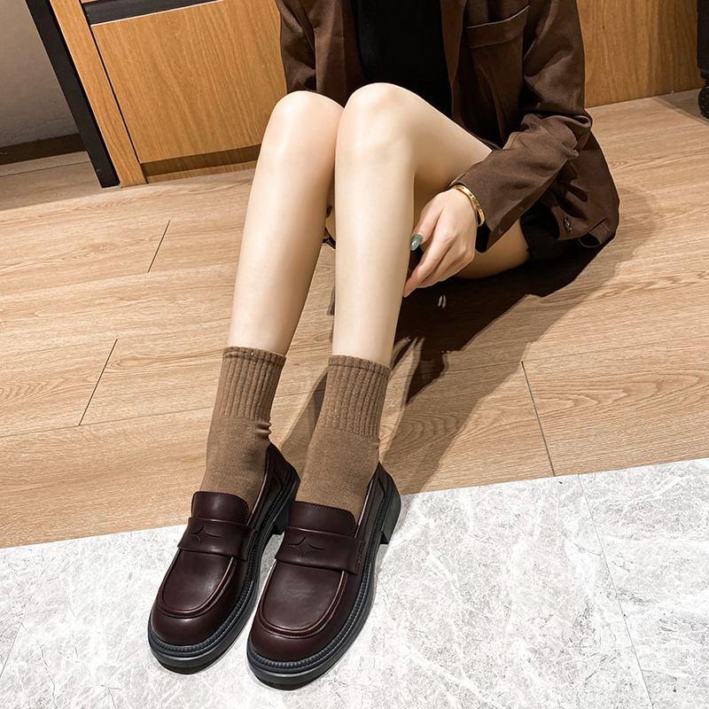 Platform Chunky Heel Loafers Product Image