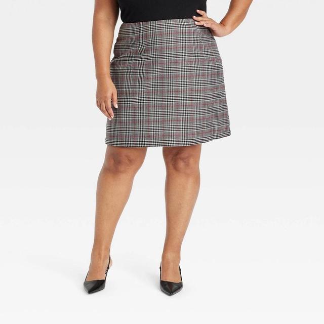 Womens Tailored Mini A-Line Skirt - Ava & Viv Dark Plaid 22 Product Image