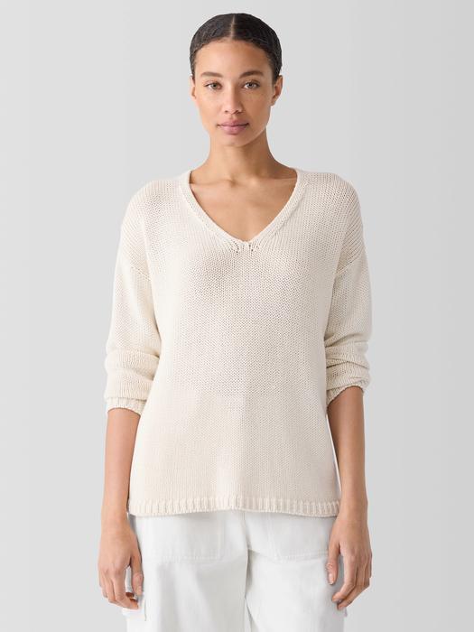 Peruvian Organic Cotton Cord Jersey V-Neck Top Product Image