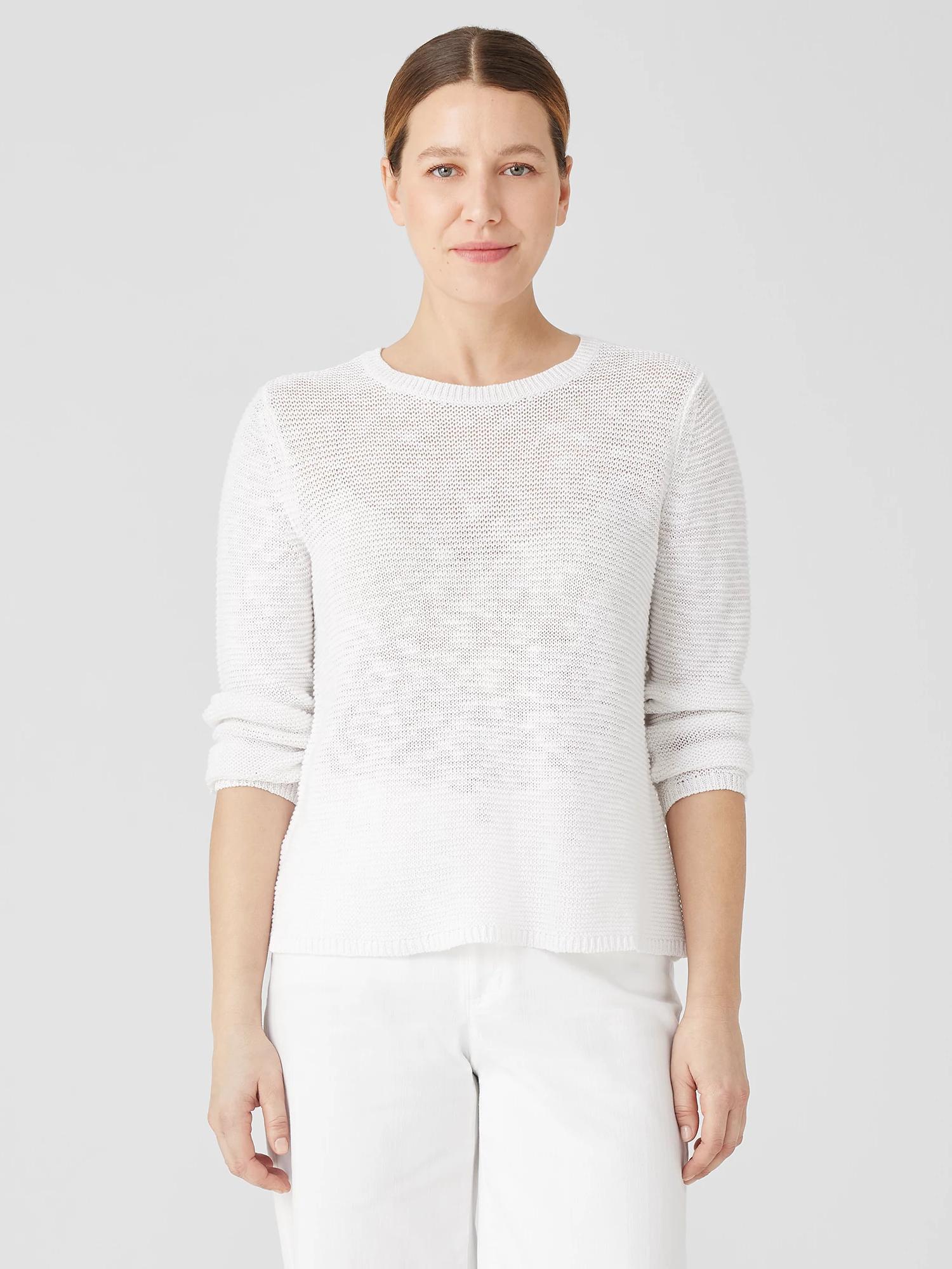 EILEEN FISHER Organic Linen Cotton Crew Neck Topfemale Product Image