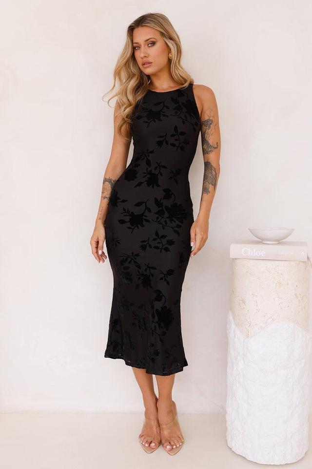 Luxurious Evening Midi Dress Black Product Image