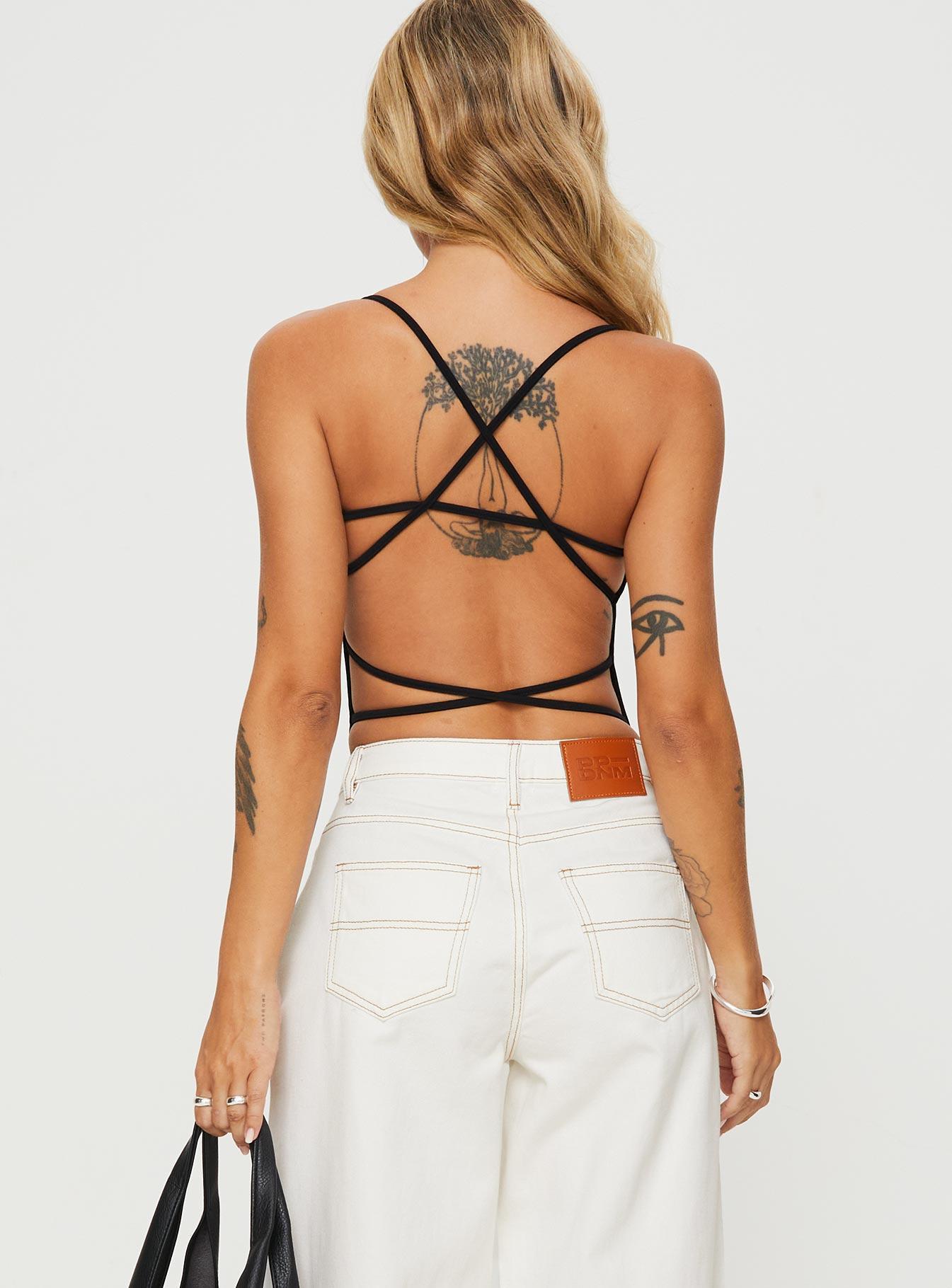 All Tied Up Bodysuit Black Product Image