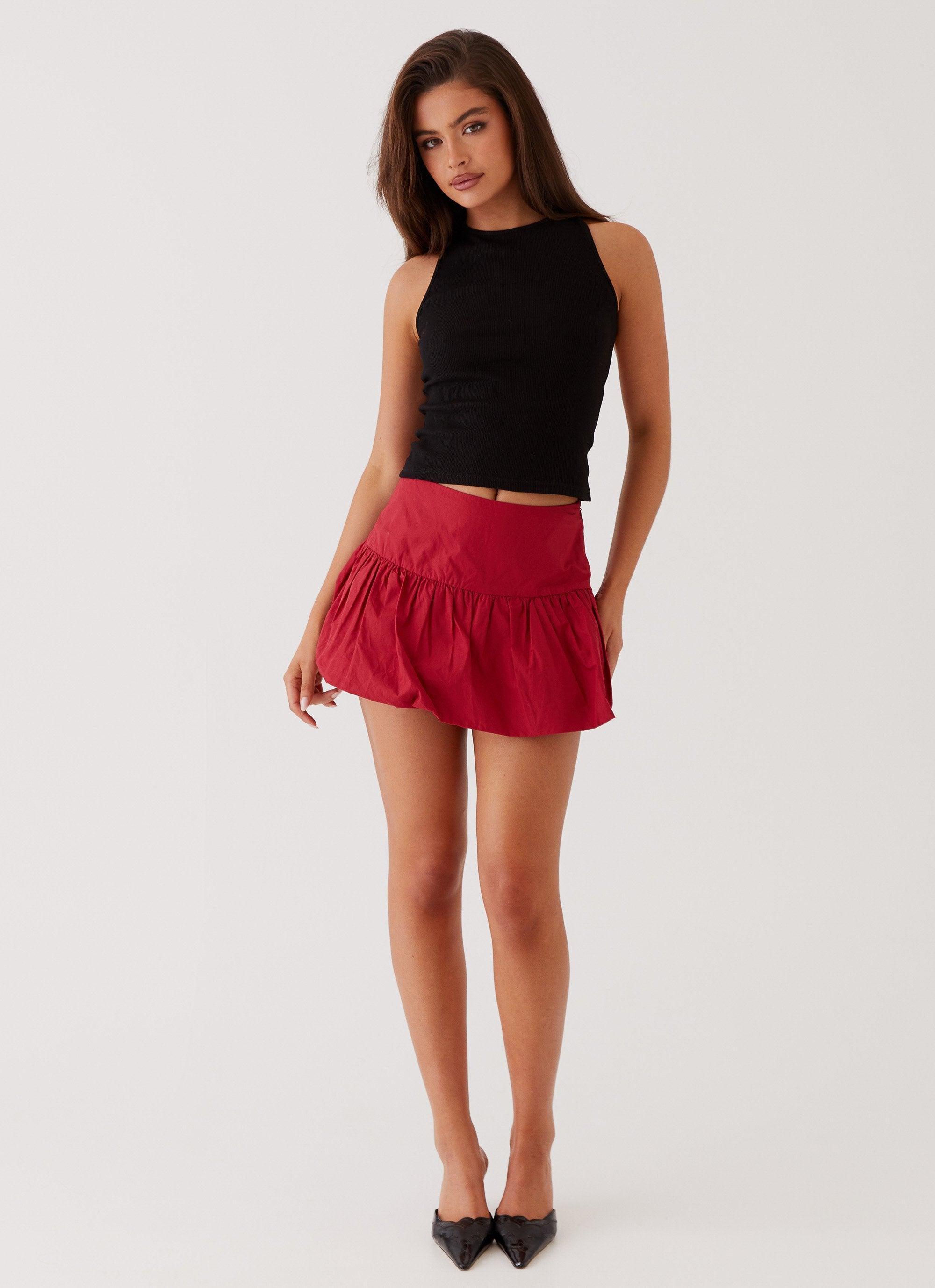 Hotel California Low Rise Mini Skirt - Red Product Image