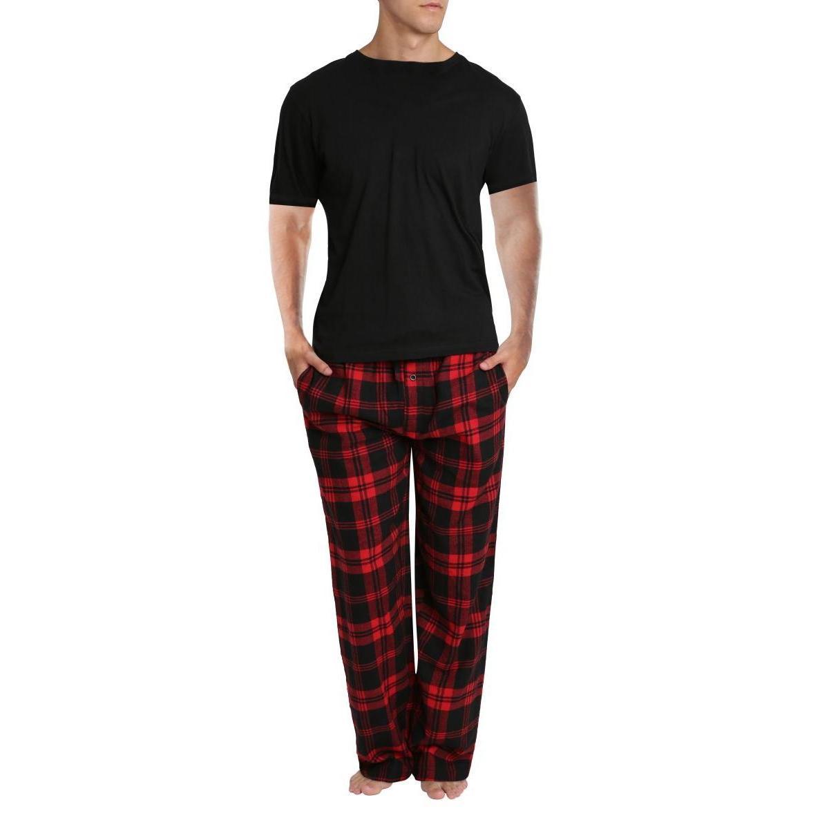 Sleep Hero Mens Short Sleeve Flannel Pajama Set Product Image