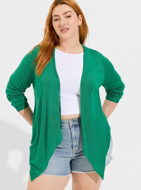 Tissue Weight Cardigan Drape Front Sweater Product Image