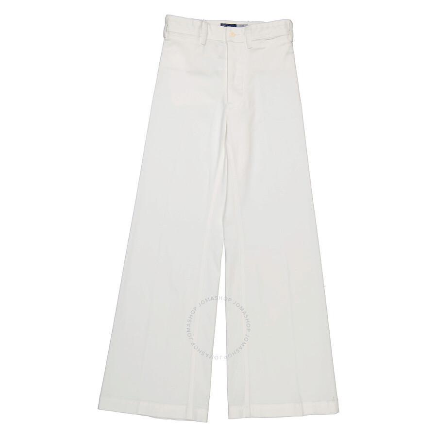 POLO RALPH LAUREN High-waisted Stretch-cotton Palazzo Pants In White Product Image