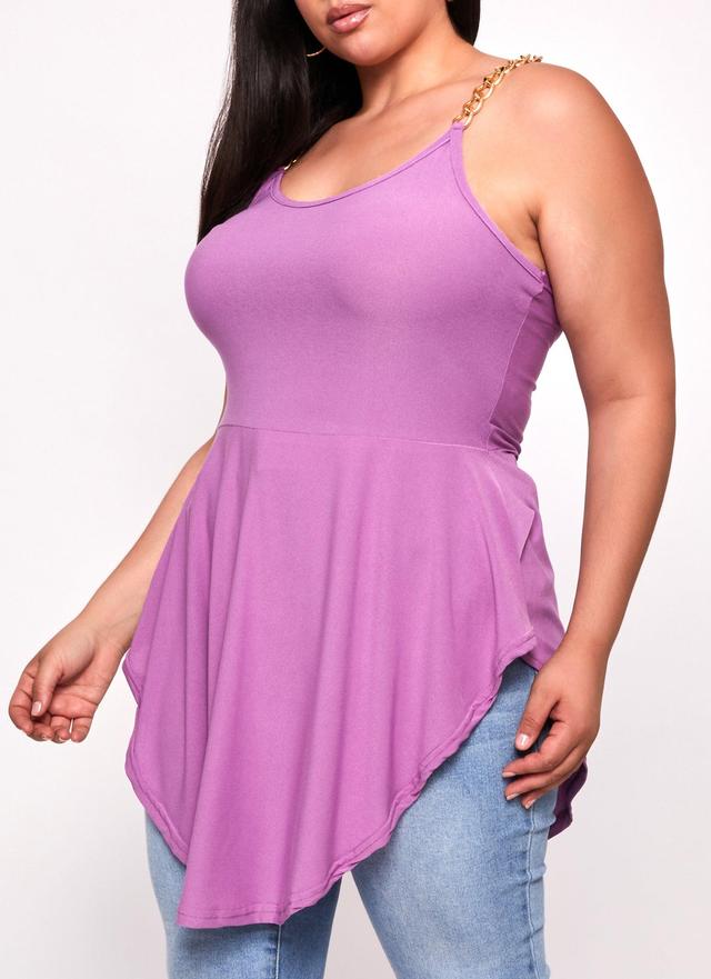 Womens Plus Size Chain Strap Peplum Tunic Cami Product Image