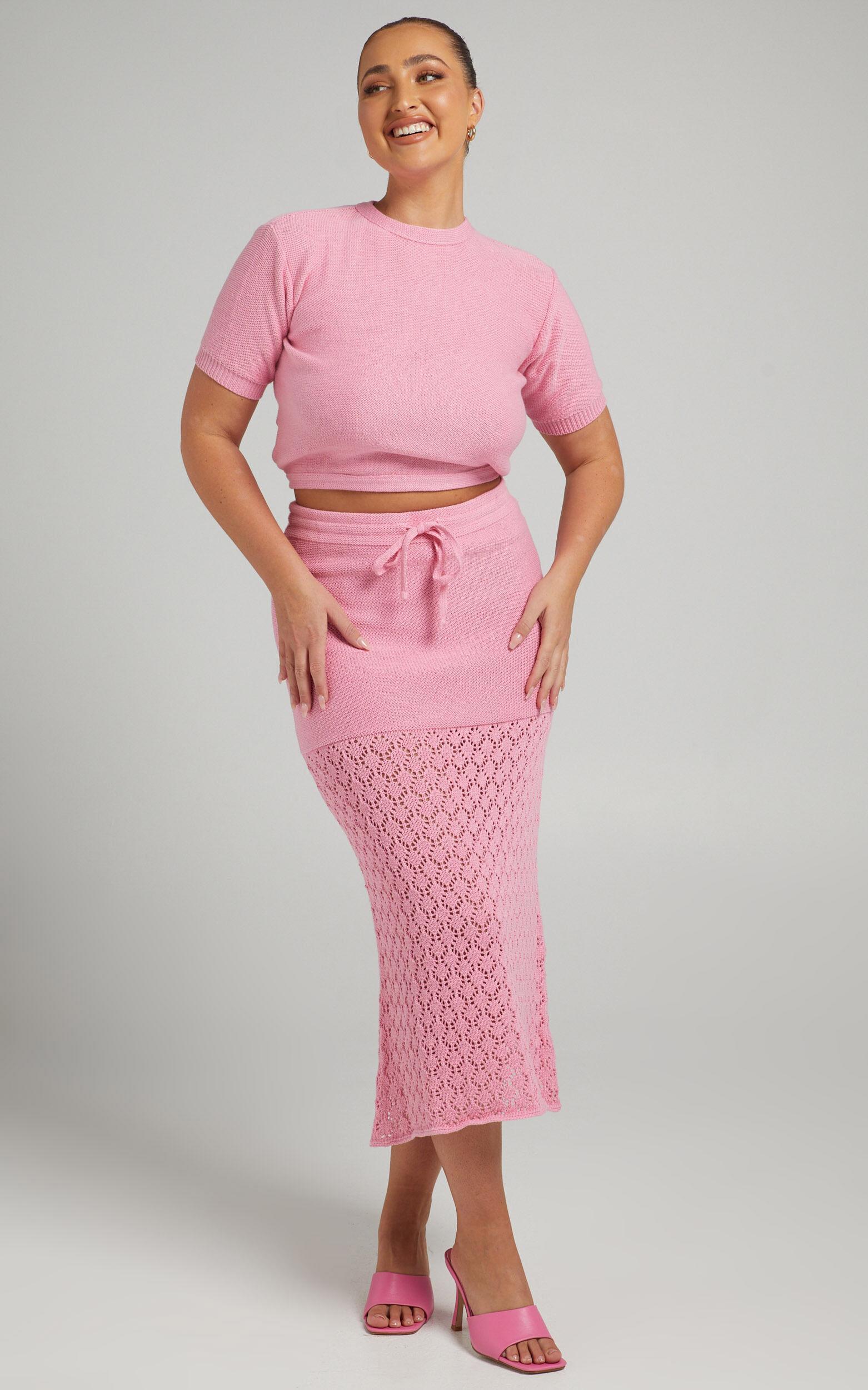 Rue Stiic - Paloma Knit Midi Skirt in Pink Product Image