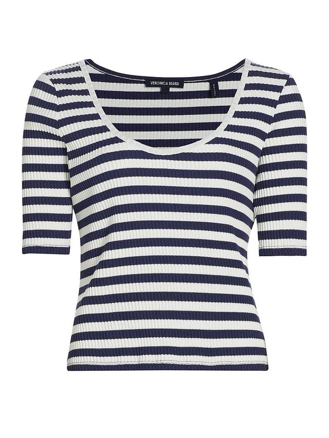 Womens Anafi Striped Cotton-Blend Scoopneck T-Shirt Product Image