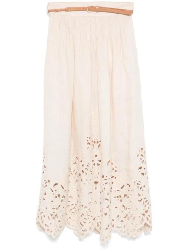 ZIMMERMANN Wylie Midi Skirt In Neutrals Product Image