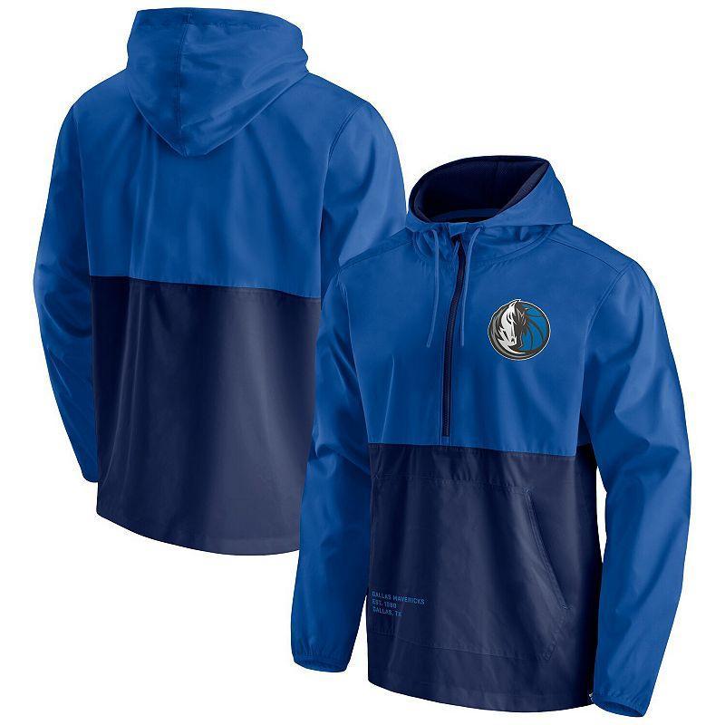 Mens Fanatics Branded /Navy Dallas Mavericks Anorak Block Party Windbreaker Half-Zip Hoodie Jacket Product Image