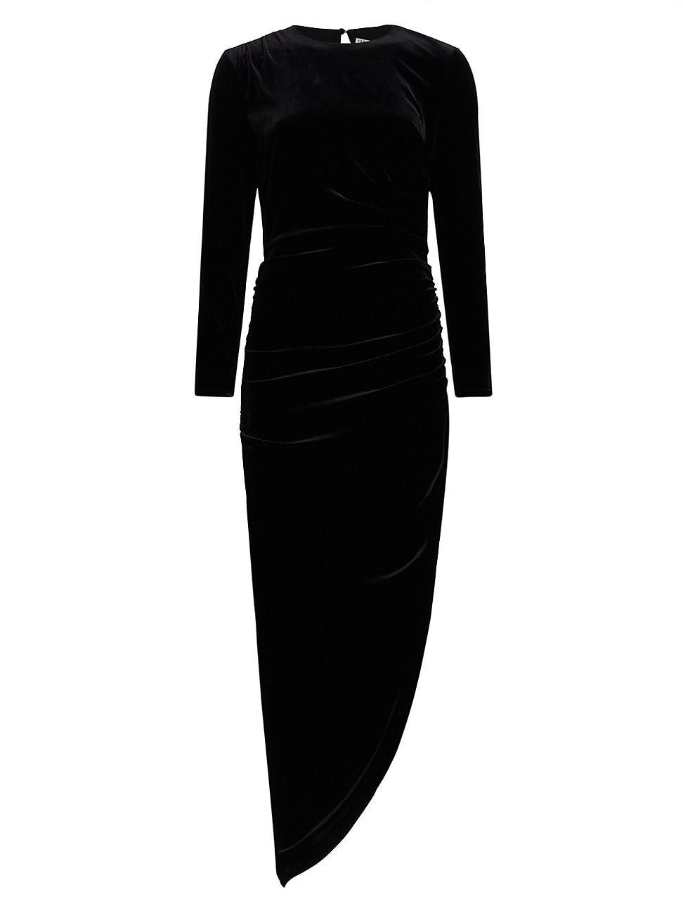 Veronica Beard Tristana Long Sleeve Asymmetric Velvet Dress Product Image