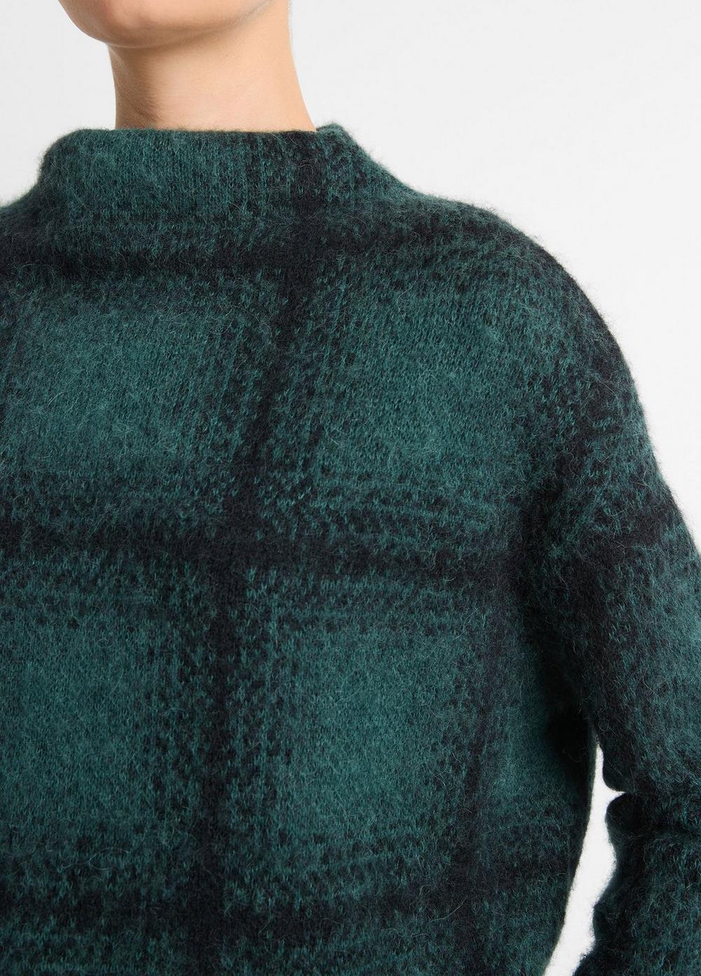 Womens Shadow Plaid Funnel Neck Sweater, Juniper Combo, Size L Vince Product Image