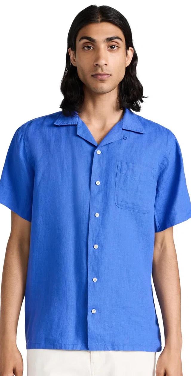 Linen Button Down Shirt Maidstone Blue Product Image