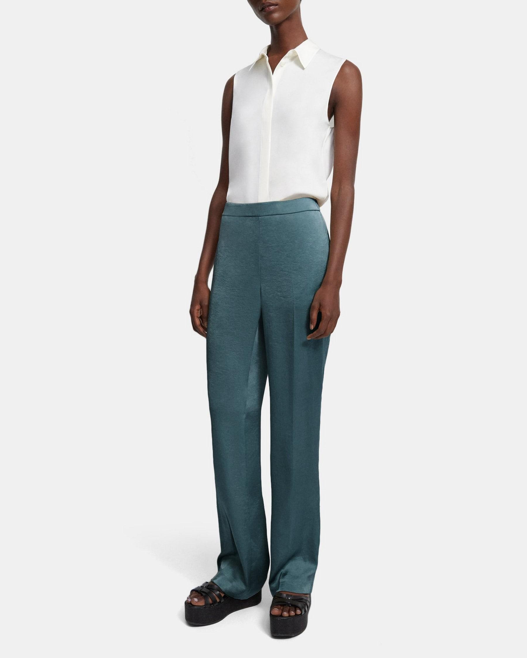 Straight Pull-On Pant in Crushed Satin Product Image