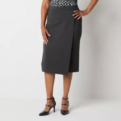 Liz Claiborne Ponte Womens Mid Rise Stretch Fabric Midi Pencil Skirt product image