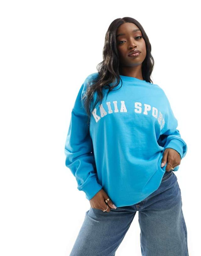 Kaiia sport logo sweatshirt in bright blue Product Image