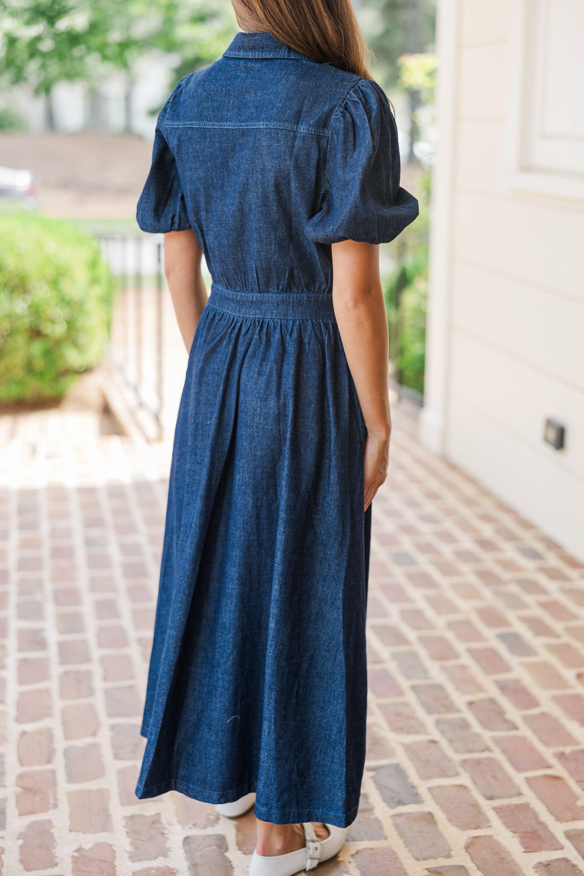 Still The One Medium Wash Denim Midi Dress Female Product Image