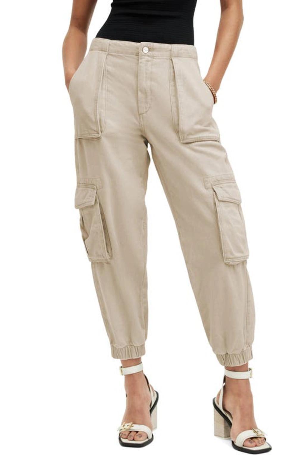 Frieda Denim Cargo Joggers In Natural White Product Image