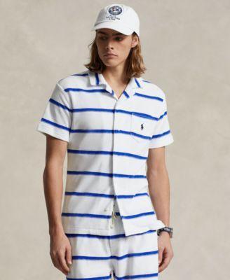 Mens Striped Cotton-Blend Camp Shirt Product Image