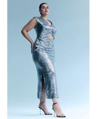 Plus Size Sequin Dress With Cutout Product Image