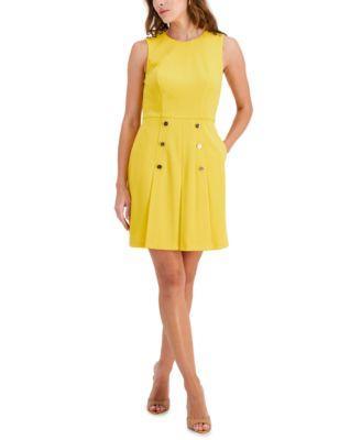 Tahari Asl Womens Sleeveless Button A-Line Dress Product Image