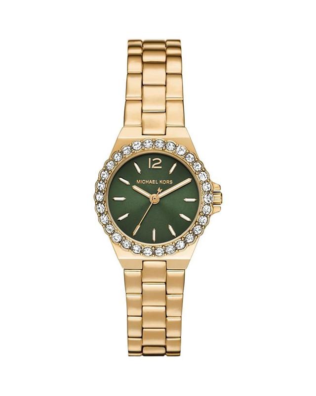 Michael Kors Womens Lennox Three-Hand Gold-Tone Stainless Steel Bracelet Watch Product Image