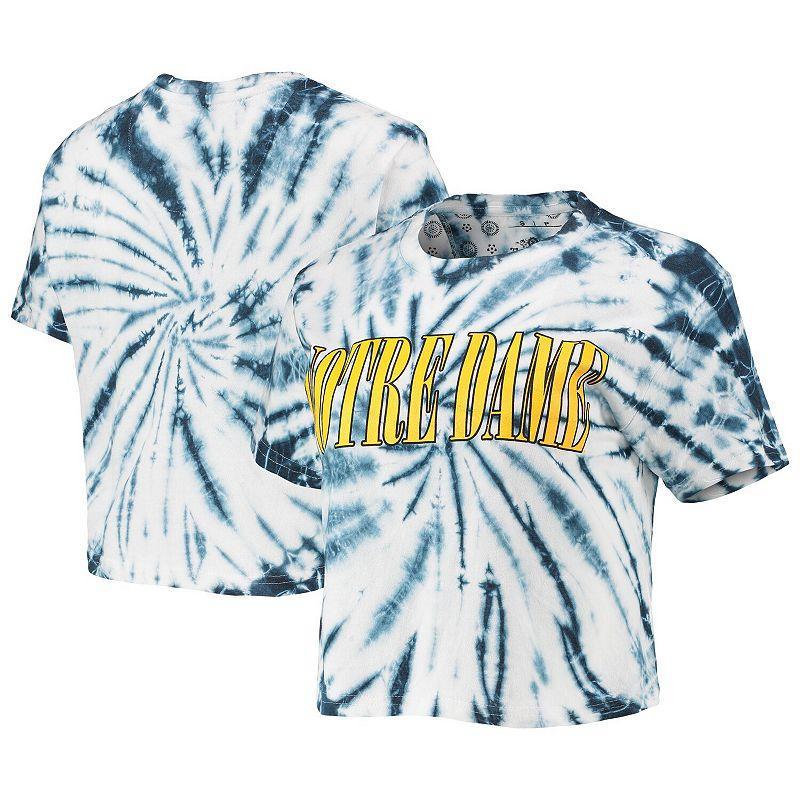 Womens Pressbox Notre Dame Fighting Irish Showtime Tie-Dye Crop T-Shirt Blue Product Image