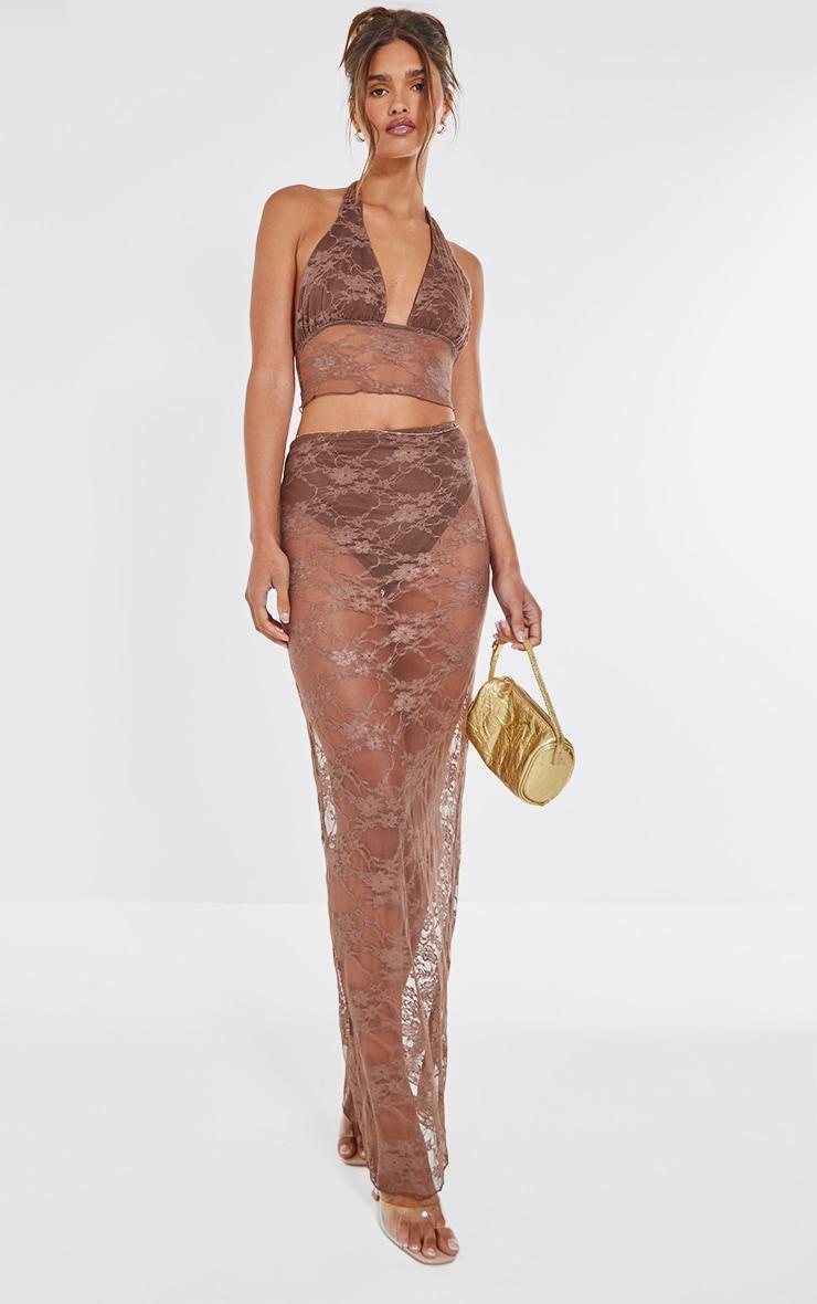 Brown Lace Lined Bralet Product Image