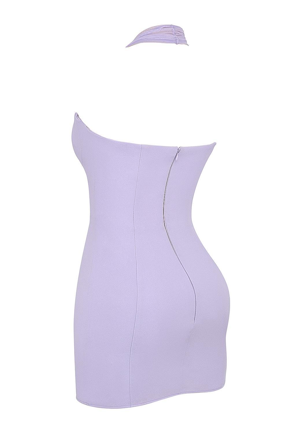 Alyssa Orchid Crepe Plunge Mini Dress Product Image