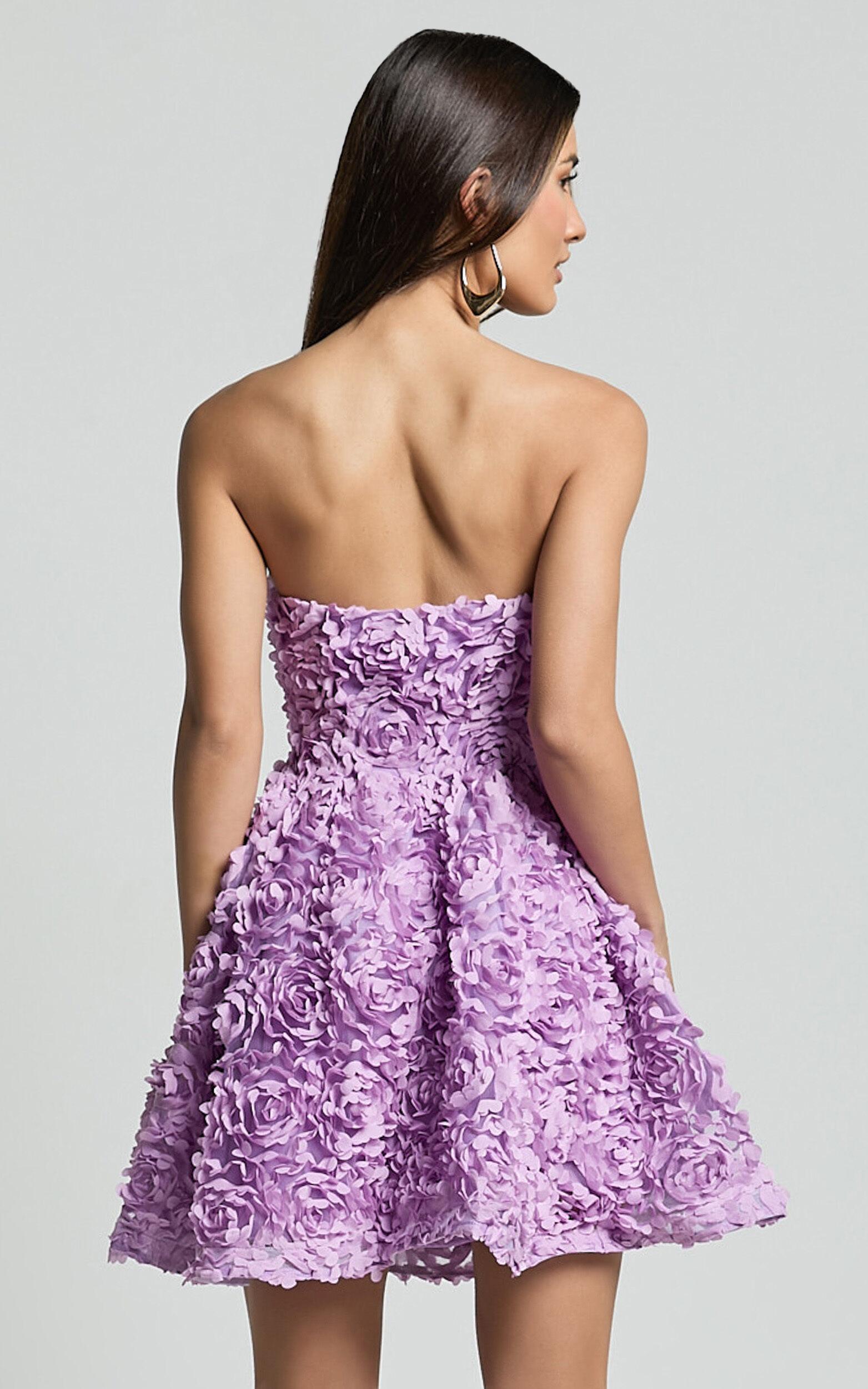 Renee Mini Dress - Strapless Sweetheart Dress in Purple Product Image