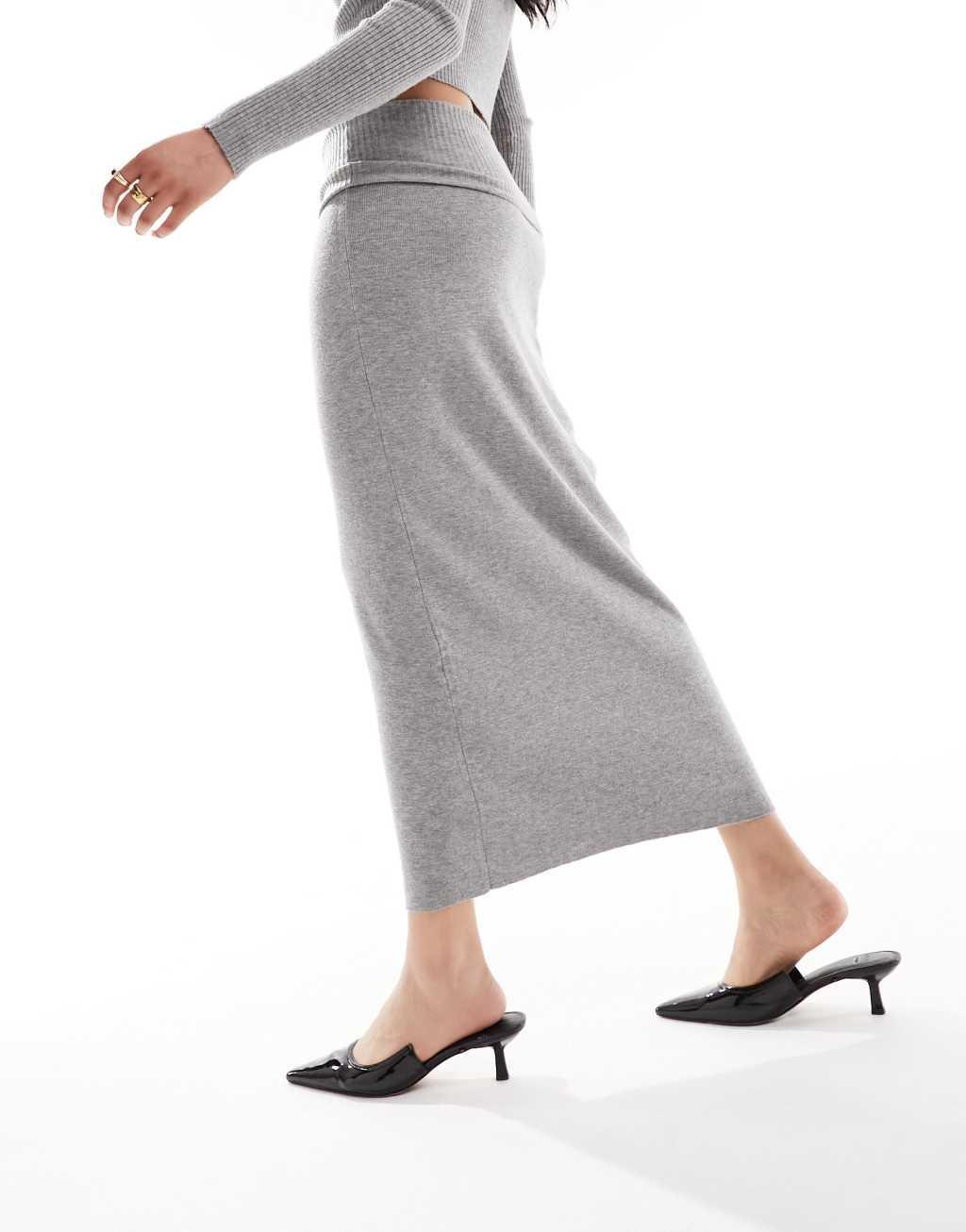 Mango knit fold over skirt in gray - part of a set Product Image