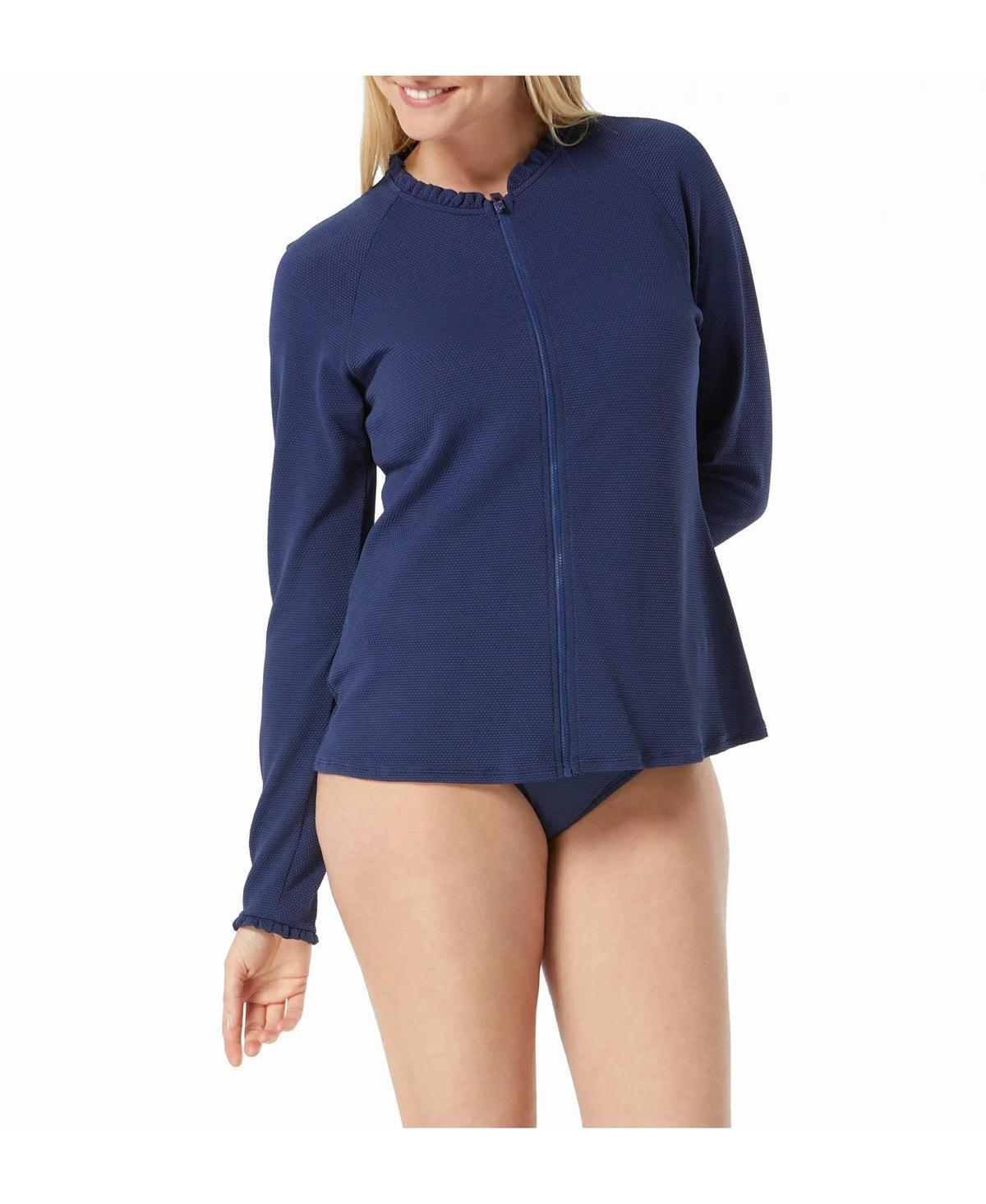 Beach House Womens Swim Phoebe Relaxed Fit Ruffled Rash Guard Product Image