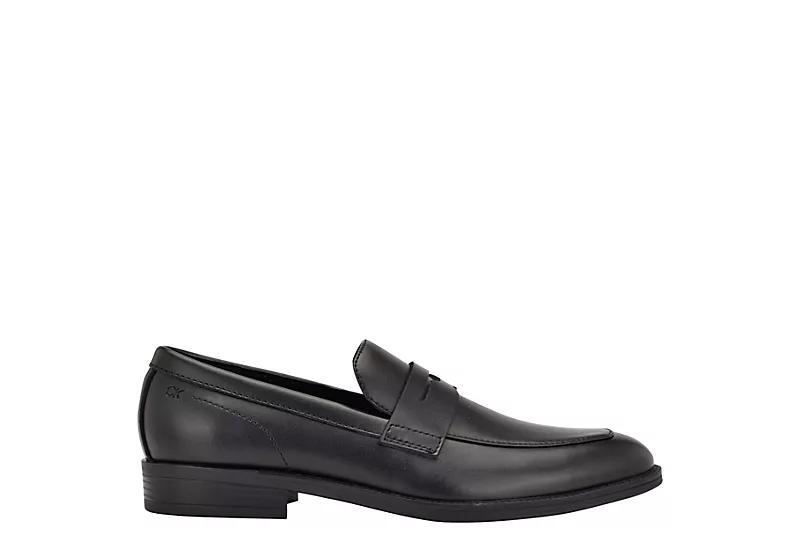 Calvin Klein Mens Jay Leather Penny Loafers - Black Product Image