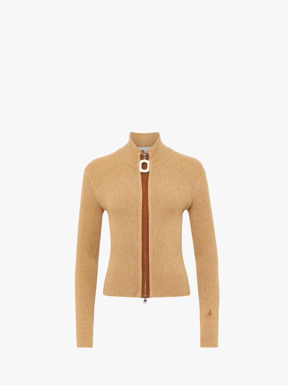 FITTED ZIP UP CARDIGAN in neutrals | JW Anderson US  Product Image