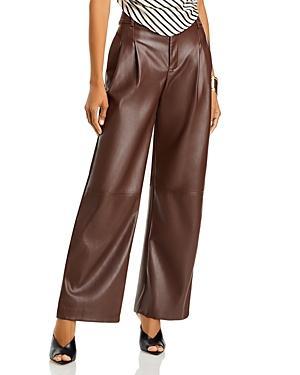 Womens Halle Faux Leather Wide-Leg Pants Product Image