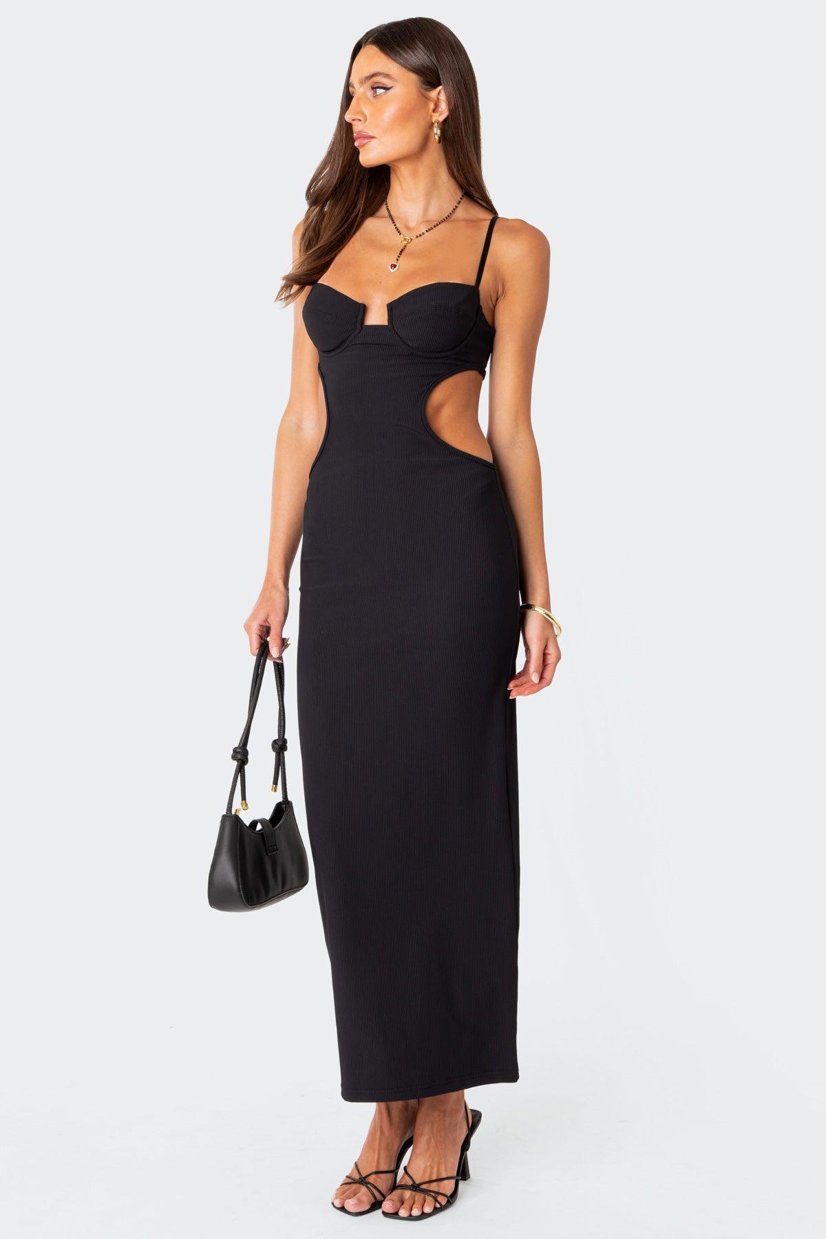 Ribbed Cut Out Cupped Maxi Dress Product Image