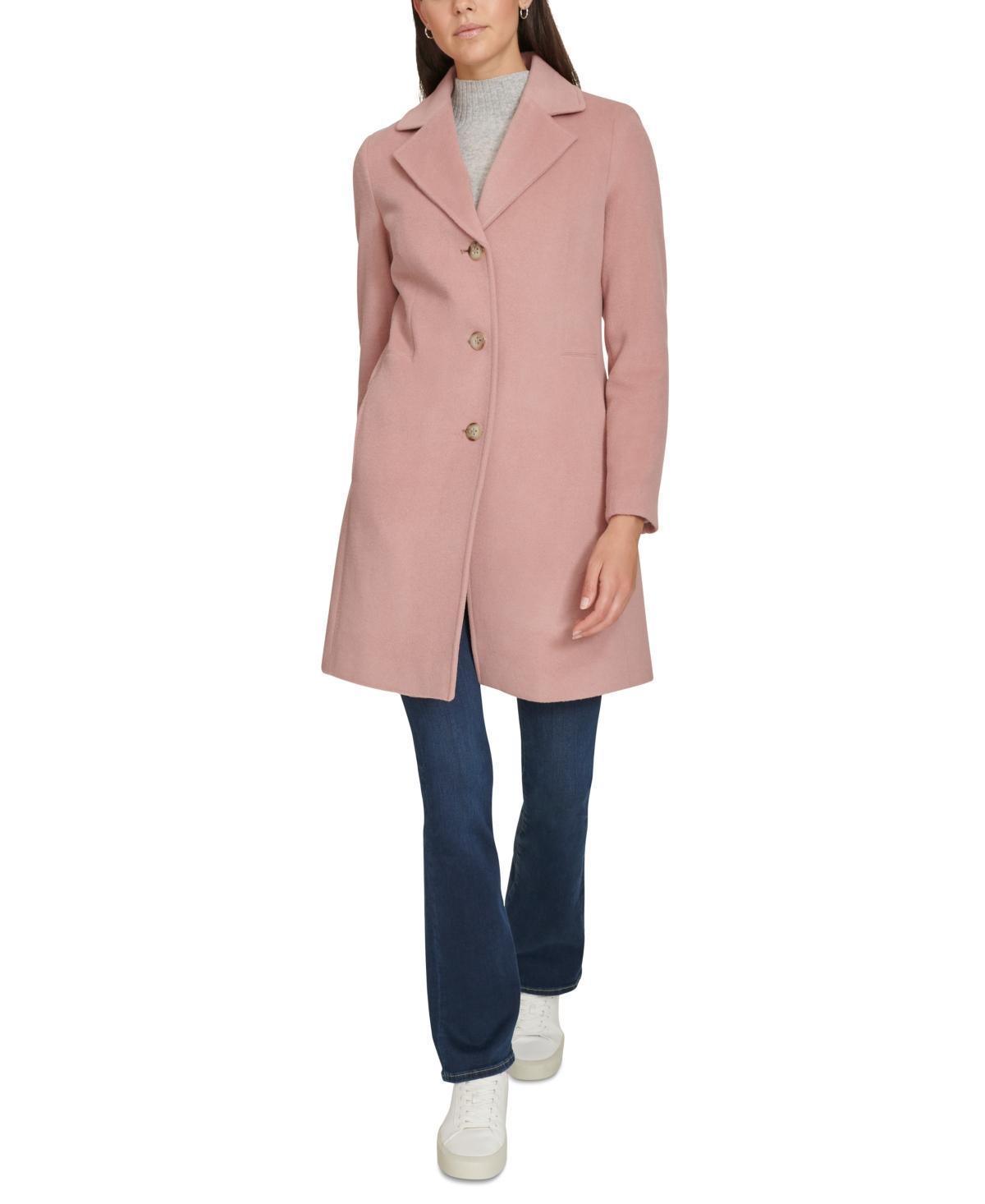 Calvin Klein Womens Single-Breasted Wool Blend Coat Product Image