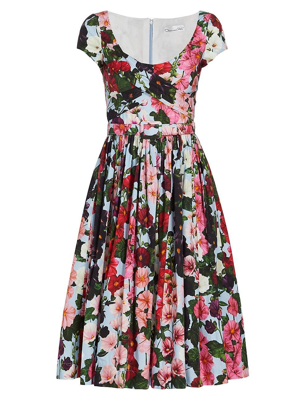 Womens Hollyhocks Print Scoopneck Midi-Dress Product Image