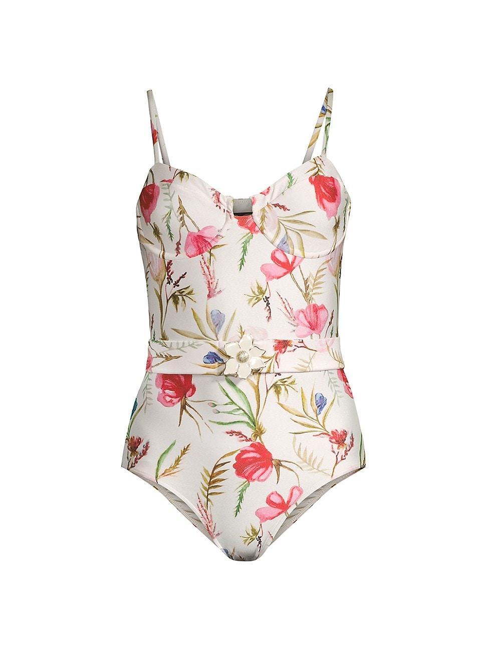 Womens Viera Floral Tie-Waist One-Piece Swimsuit Product Image